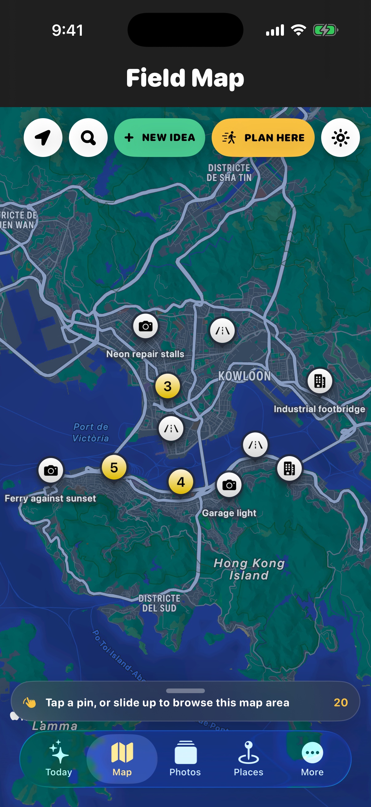 Ruta Foto showing photographic locations on its field map