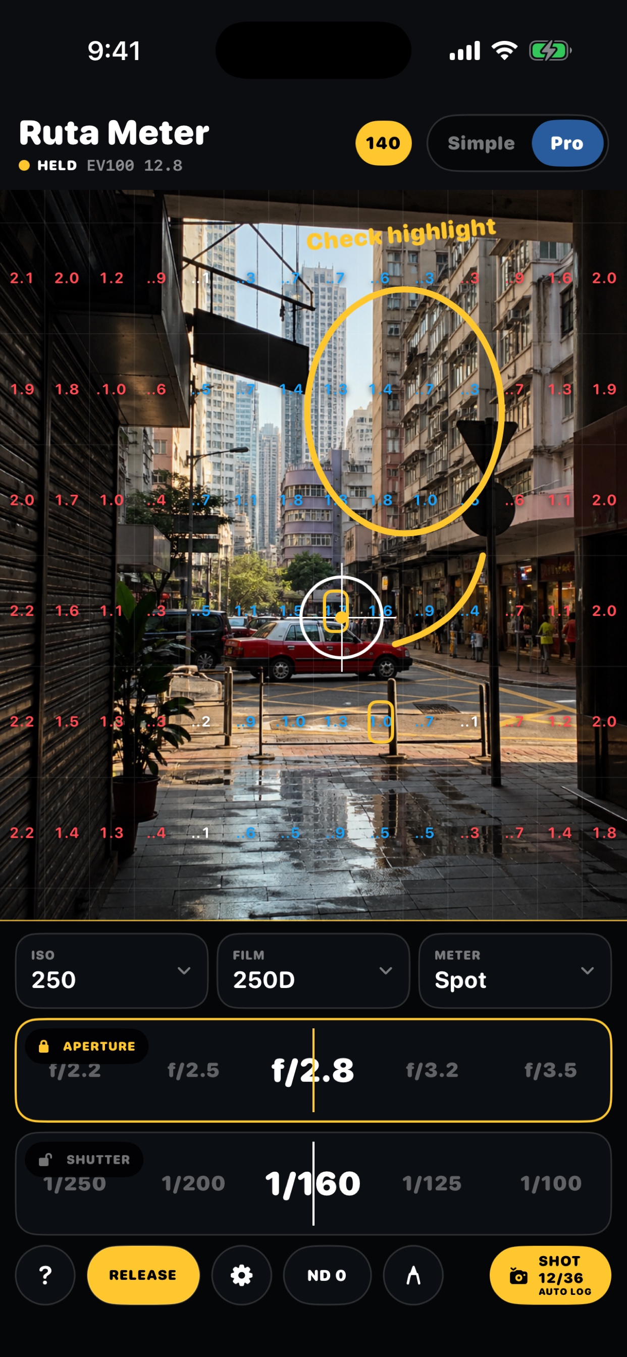 Ruta Meter Hold mode and yellow notes